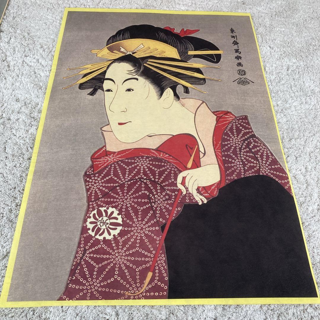広重　写楽　歌麿　大判和紙製5枚組み　複製　浮世絵　額付き　Ukiyo-e 錦絵
