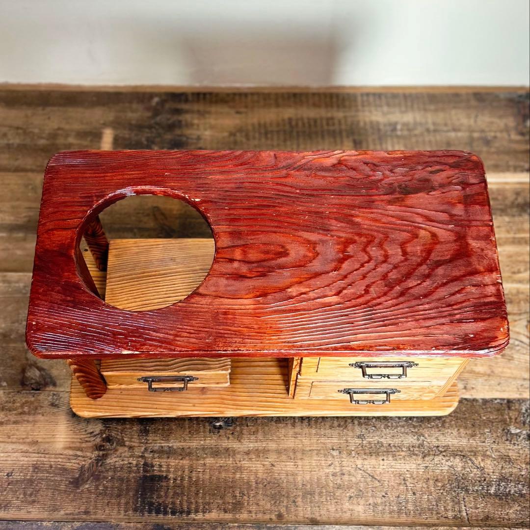 1940-60年代 木製 花台 ローテーブル 昭和中期　和修復前 キャスター