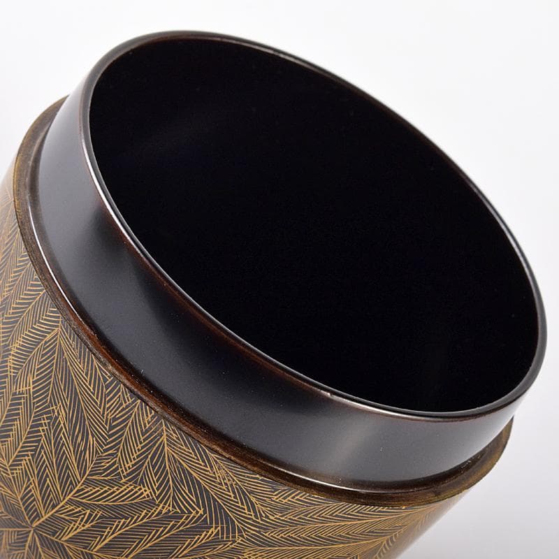 茶道具　輪島塗　峰秀堂　山崖徹郎作　沈金　しのぶ文　棗　共布共箱　V　R7967