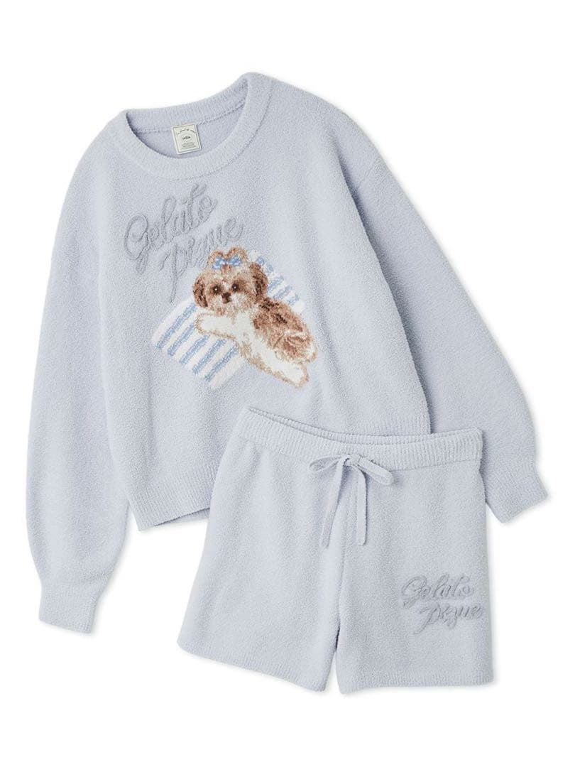 ジェラートピケ　シーズージャガードプルオーバー ブルー セットアップ タグ付き