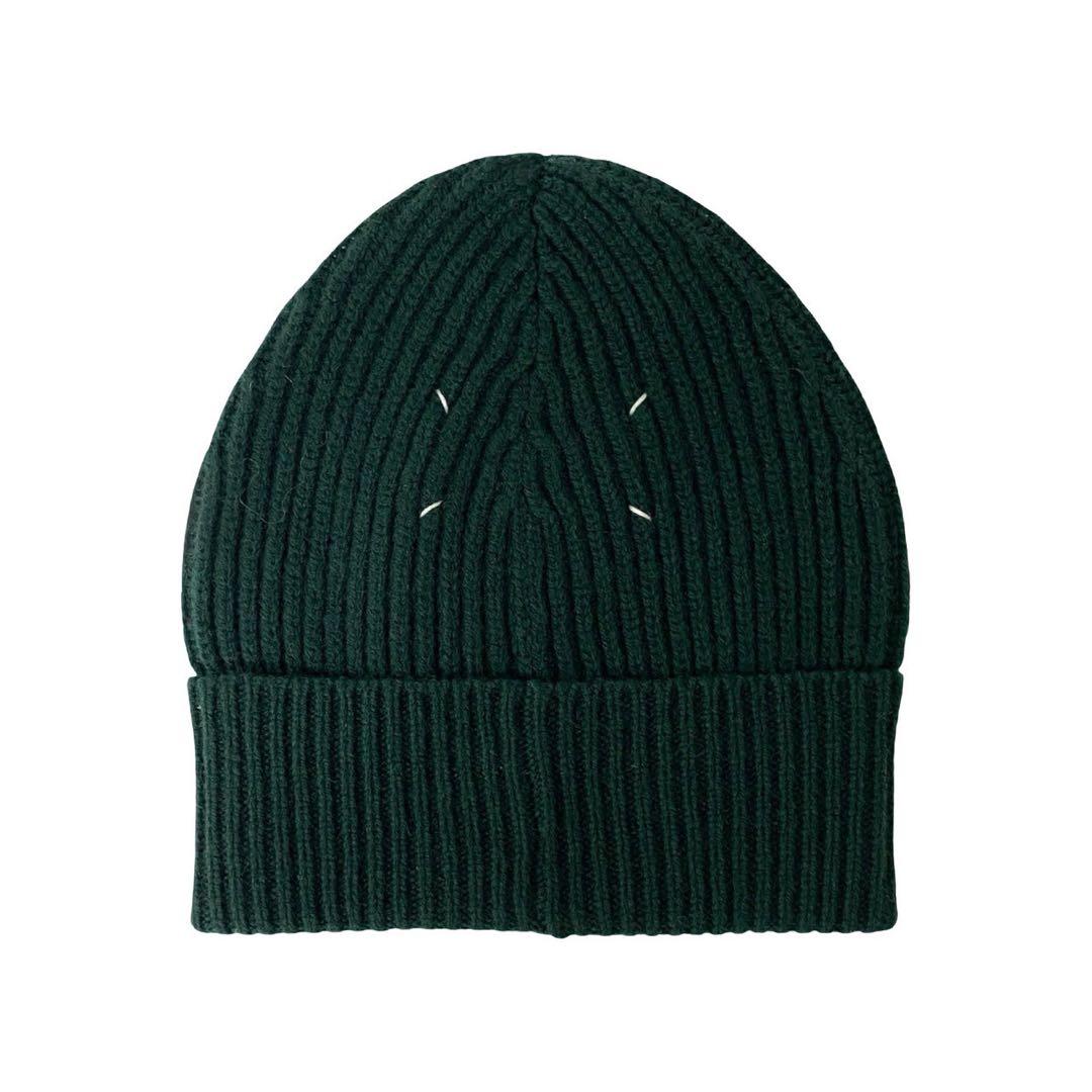 未使用保管品 メゾンマルジェラ 4ステッチ ウール ニットキャップ ビーニー 緑