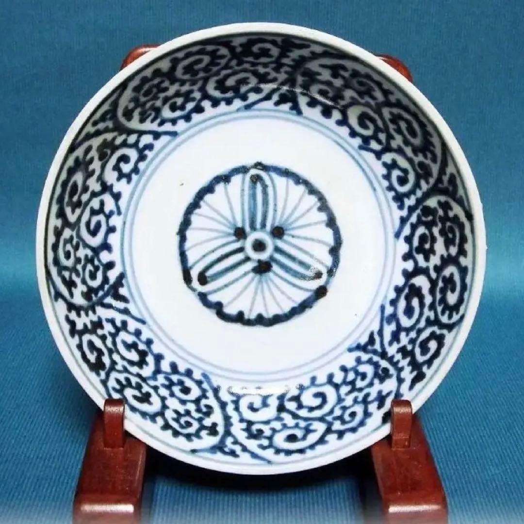 406『染付 蛸唐草文 皿』　/骨董品 古美術 古玩 アンティーク