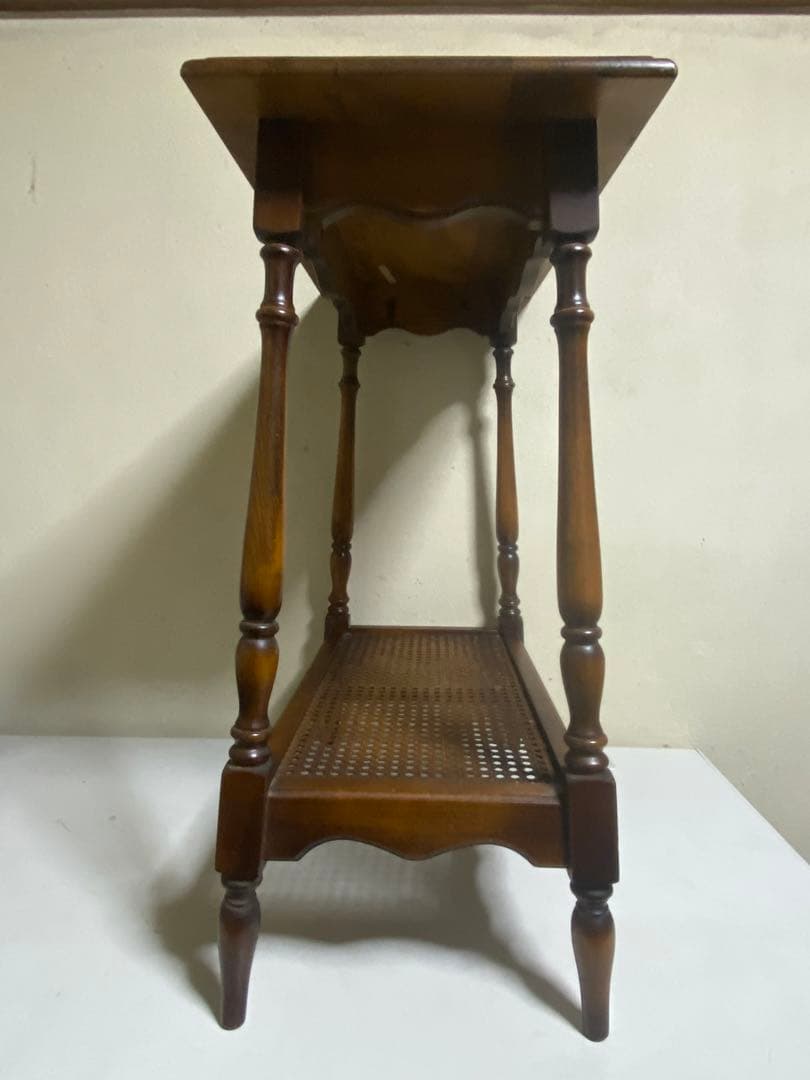 長期自宅保管品 オールドカリモク サイドテーブル 花台 電話台 旧カタカナロゴ