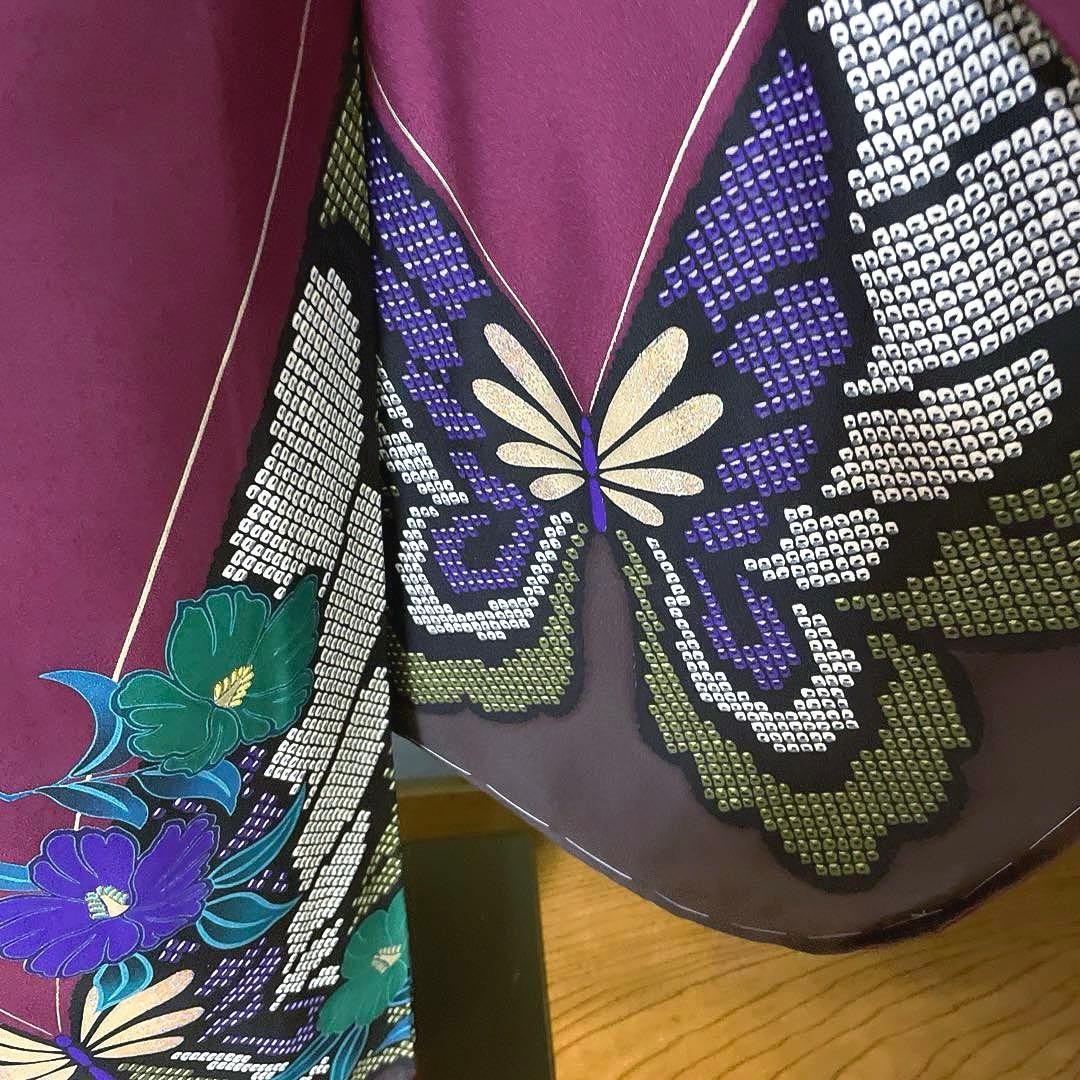 振袖フルセット　プラスサイズ友禅　成人式振袖　振袖　裄丈71 しつけ糸付き