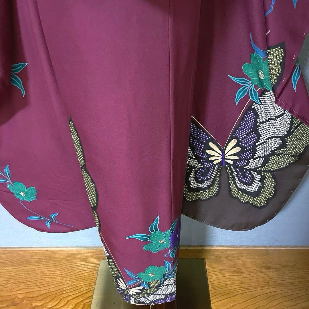 振袖フルセット　プラスサイズ友禅　成人式振袖　振袖　裄丈71 しつけ糸付き