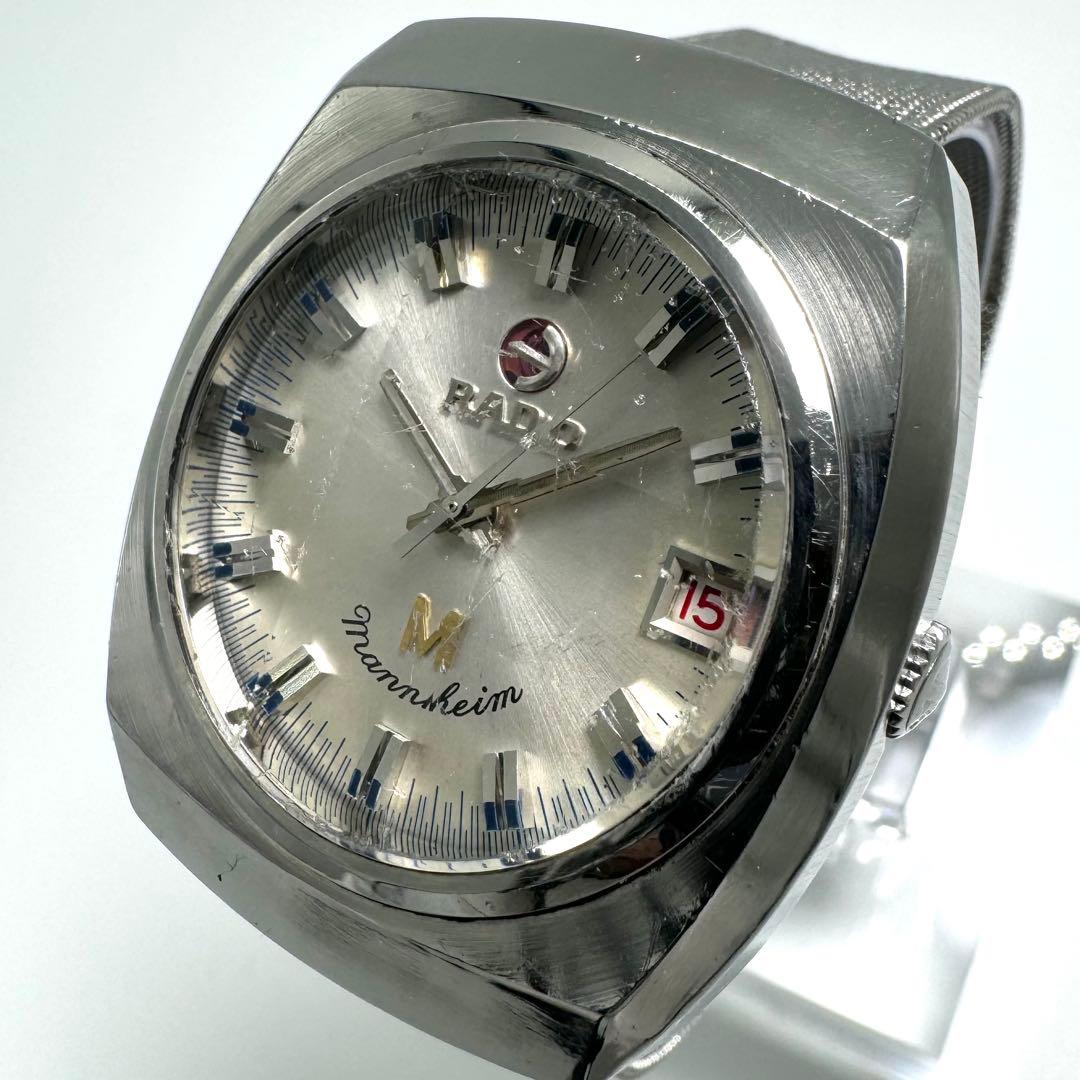 【稼働】RADO 腕時計 マンハイム 自動巻き カットガラス メンズ シルバー