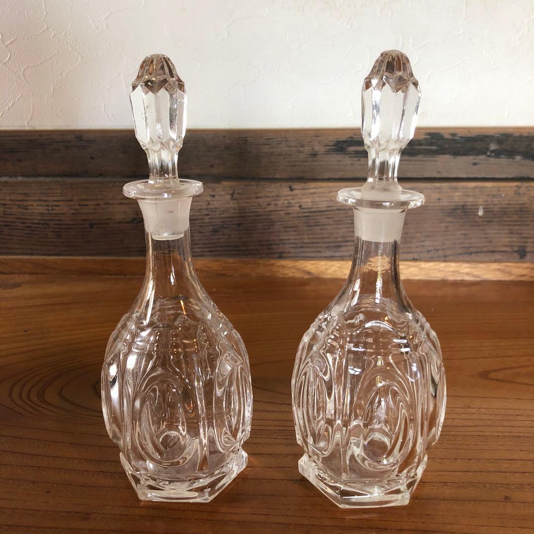 江戸期のギヤマンガラス瓶一対古箱入