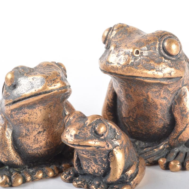 中国　古銅　蛙　紙鎮　置物　3点　N　4218