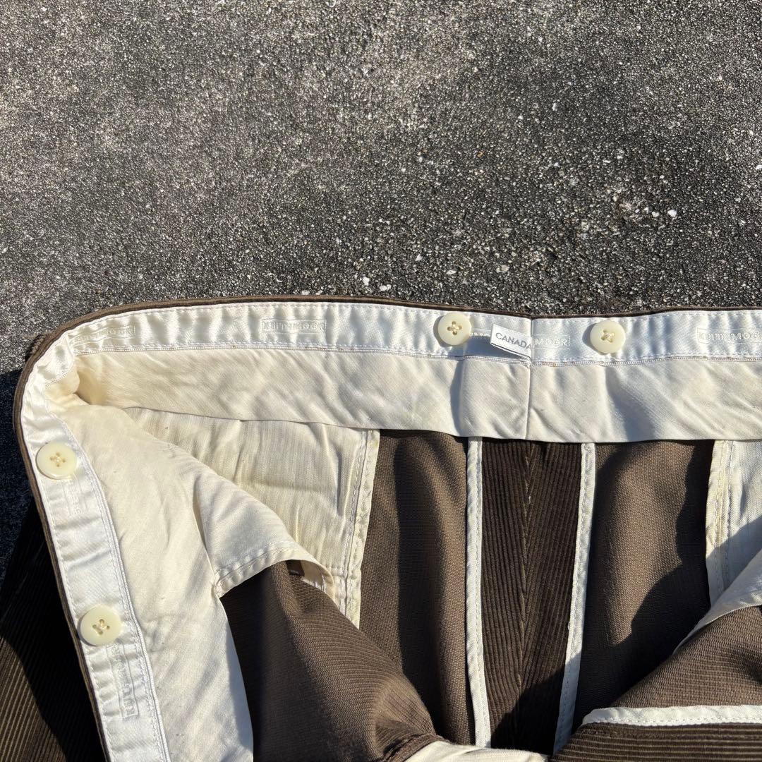 80s カナダ製 vintage コーデュロイパンツ 太畝 ツータック ブラウン