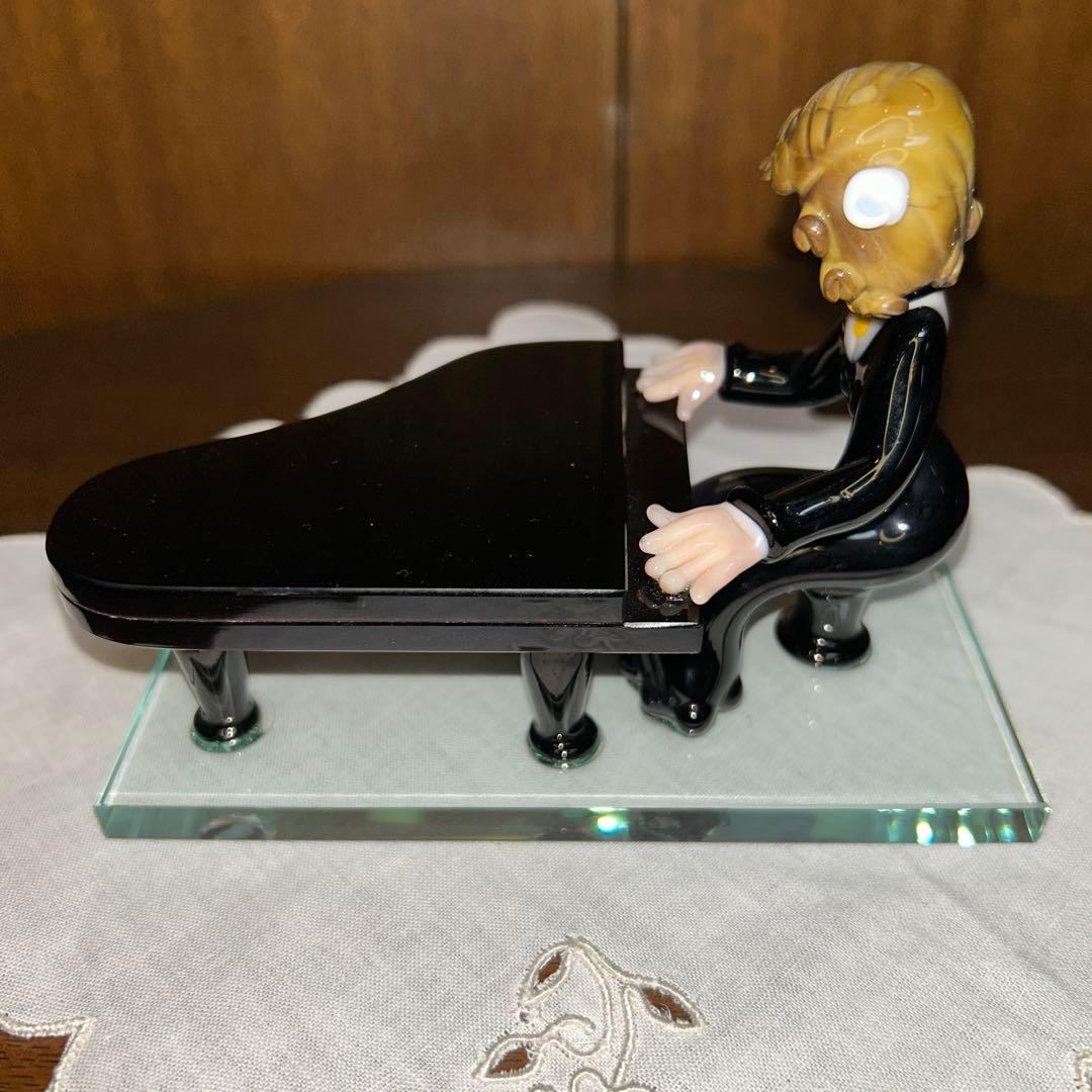 稀少　ビンテージＪ.Mares チェコ ボヘミアンガラス　ピアノ演奏者