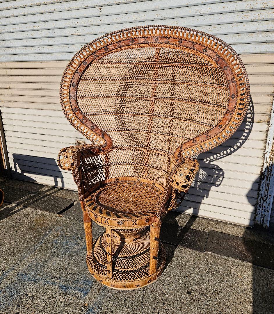 ヴィンテージ エマニュエルチェア ピーコックチェア 椅子 ラタン 編み込み 籐