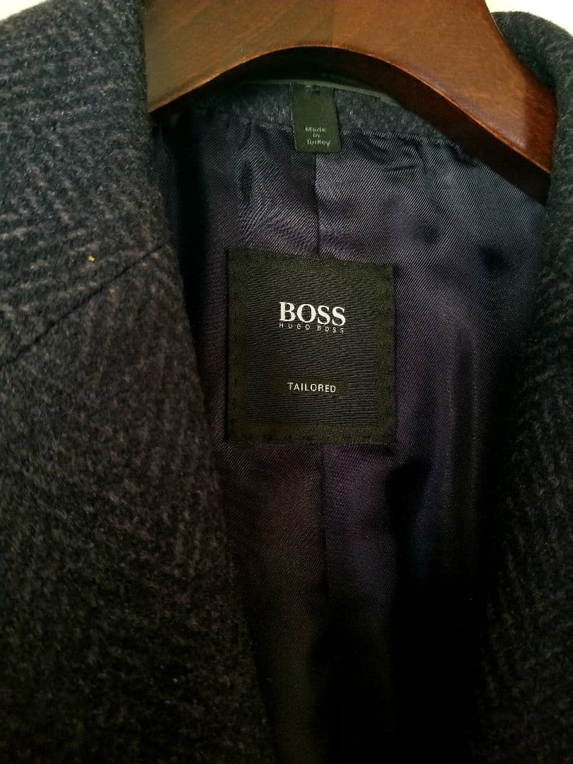 【極美品】ヒューゴボス ウール カシミヤ チェスターコート 本切羽