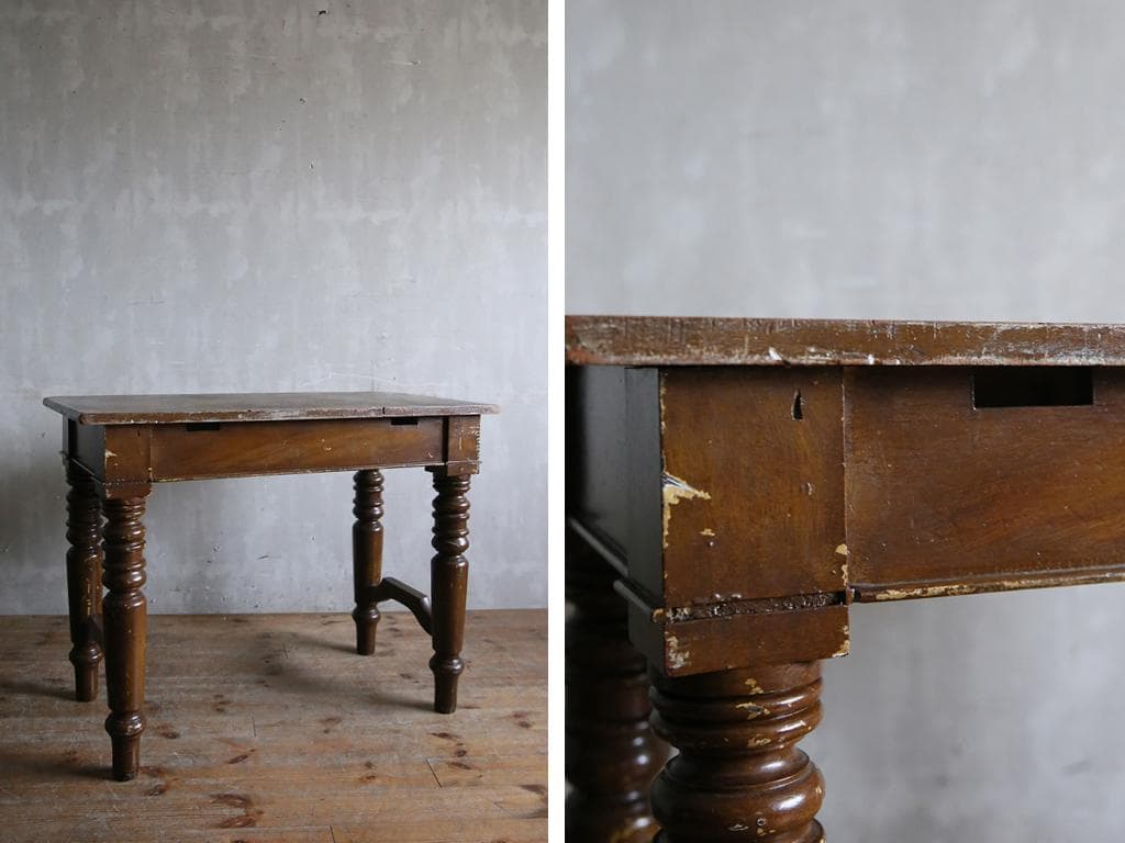 英国アンティーク木製ダイニングテーブル/机/作業台/ワークテーブル(78-40)