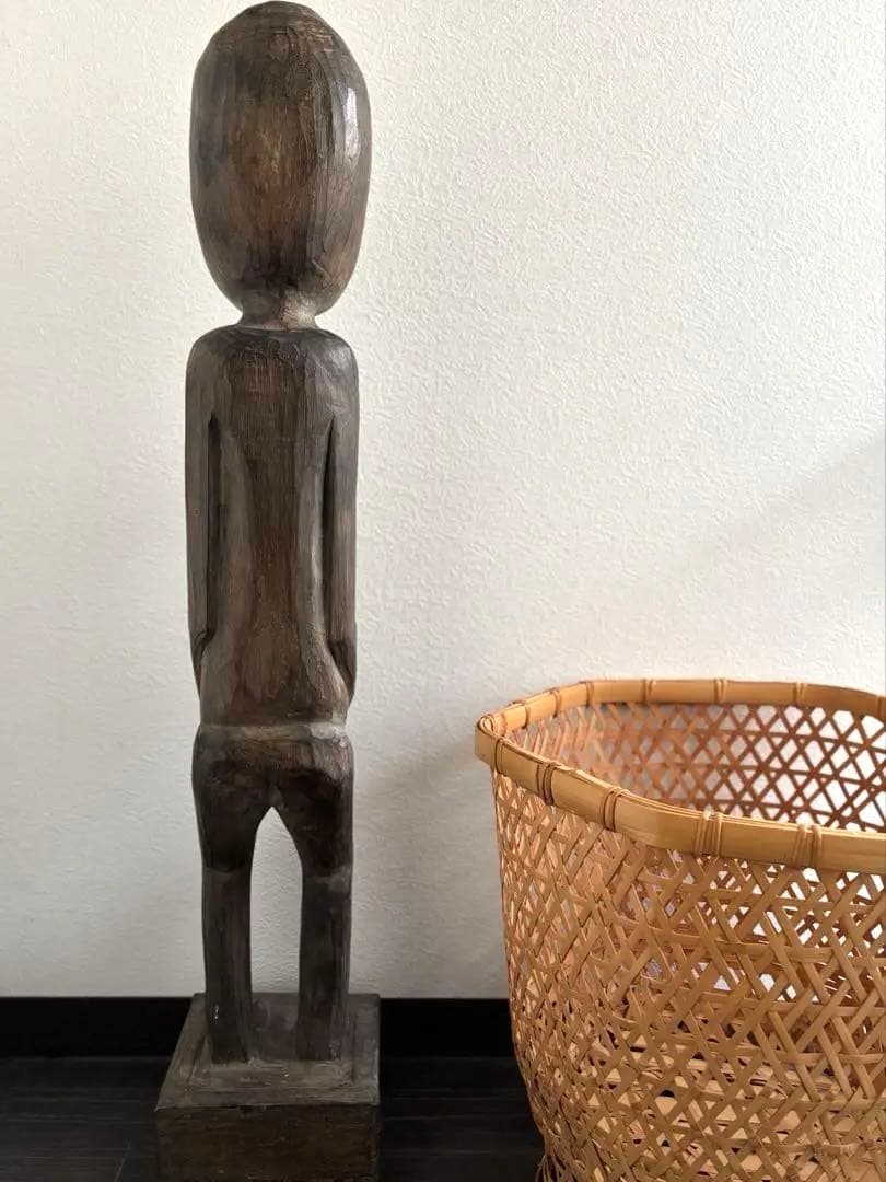 691 骨董 民芸 アンティーク アフリカ コンゴ ルバ族 女性立像 彫刻