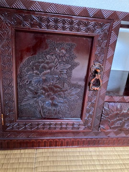 ★日光彫★ 木彫り 民芸品 ポット台 アンティーク