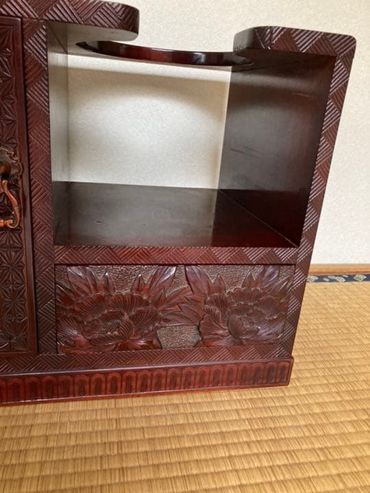 ★日光彫★ 木彫り 民芸品 ポット台 アンティーク