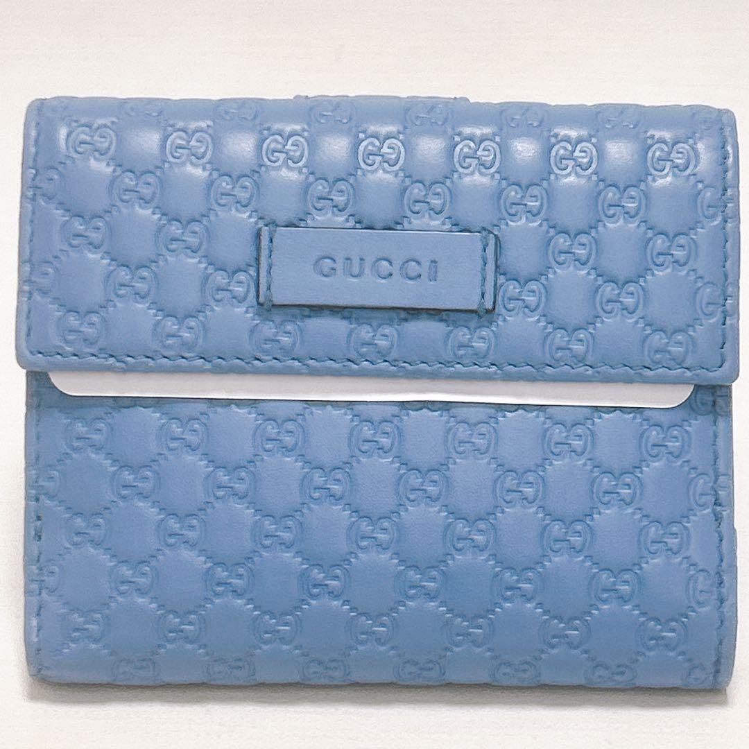 極美品✨レアカラー✨GUCCI グッチ 二つ折り財布 マイクロシマ GG レザー