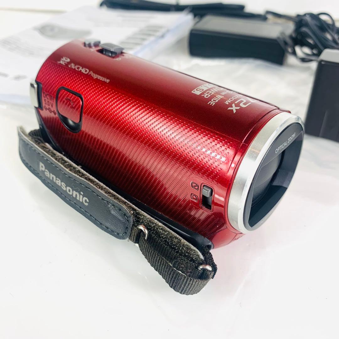 Panasonic HC-V210M レッド ビデオカメラ 本体｜バッテリー2個