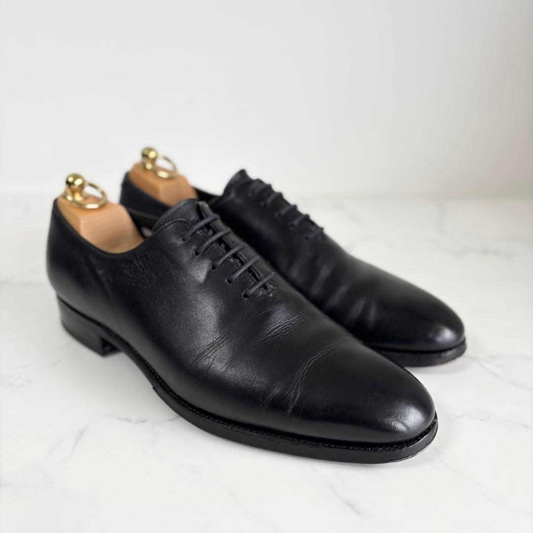 浅草靴誂 7 25.0 ホールカット ドレスシューズ 革靴 日本製 ブラック