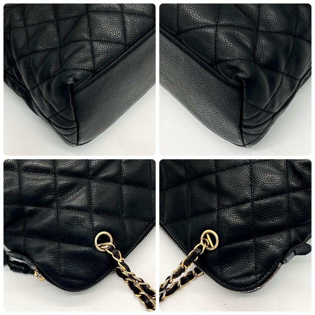 シャネル マトラッセ キャビアスキン ターンロック チェーンショルダー ブラック