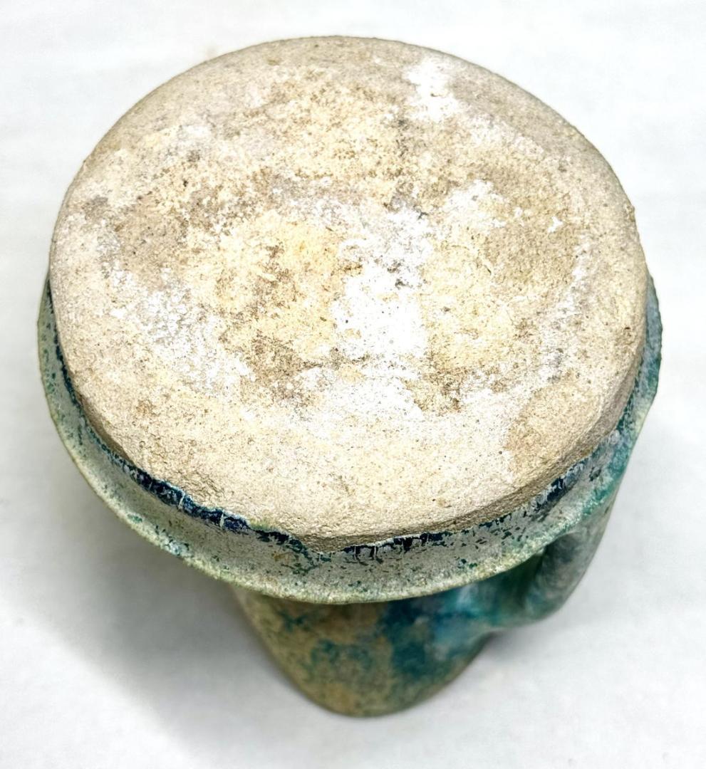 古代イラン・ペルシャ古陶 青釉銀化灯火器 箱付 古美術 古玩 骨董WWTT231