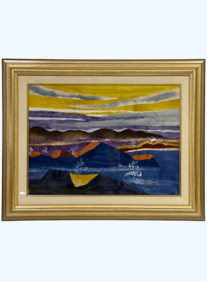 「浮かぶ島」　安達雅一　富士山　絵画　日本画　染色 工芸 作家