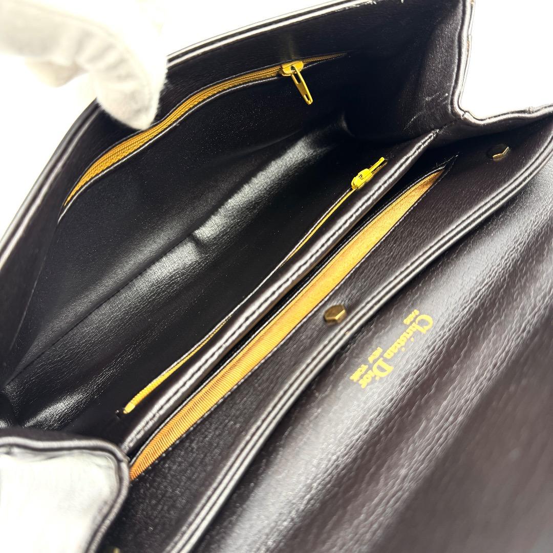 DIor ディオール ダークブラウン レザー ハンドバッグ