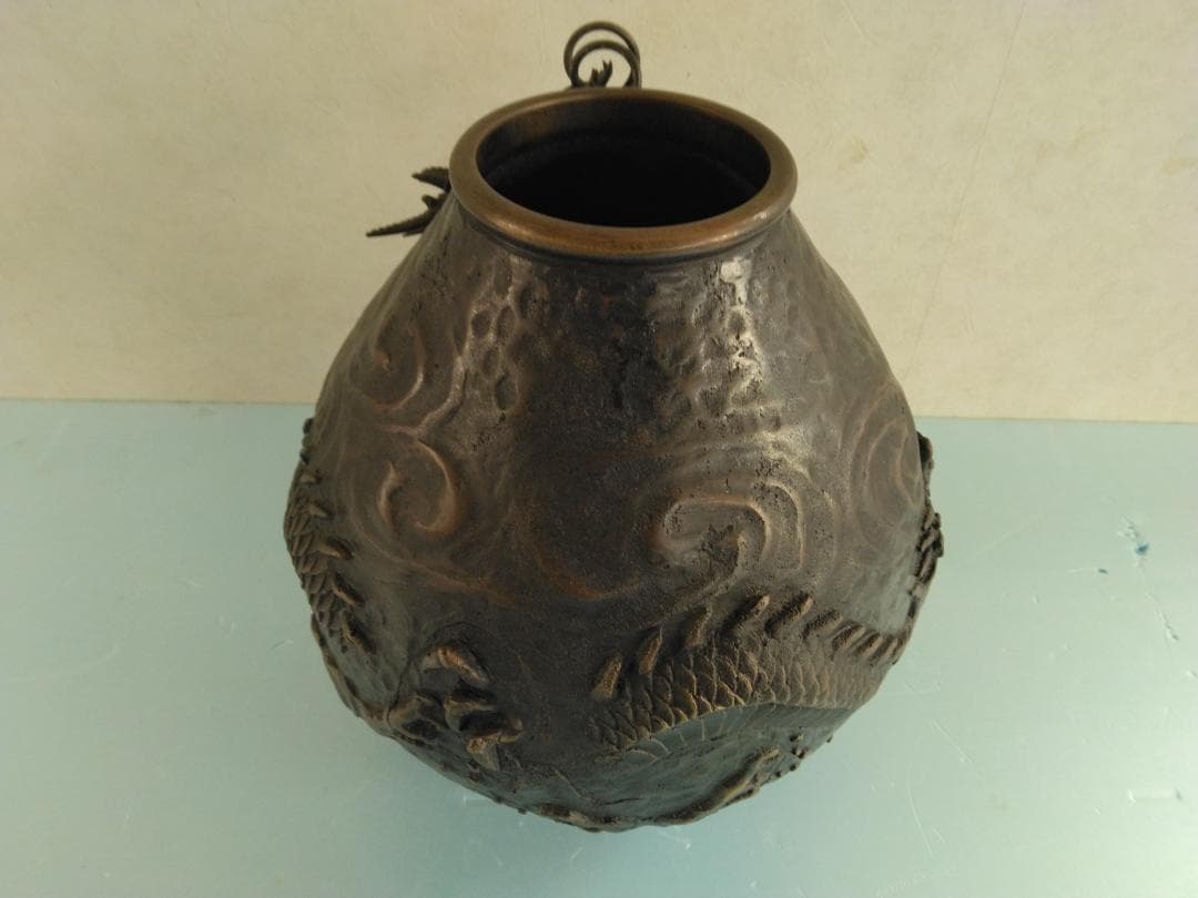 むすび　【花瓶】銅製　米田秀保造作　雲龍