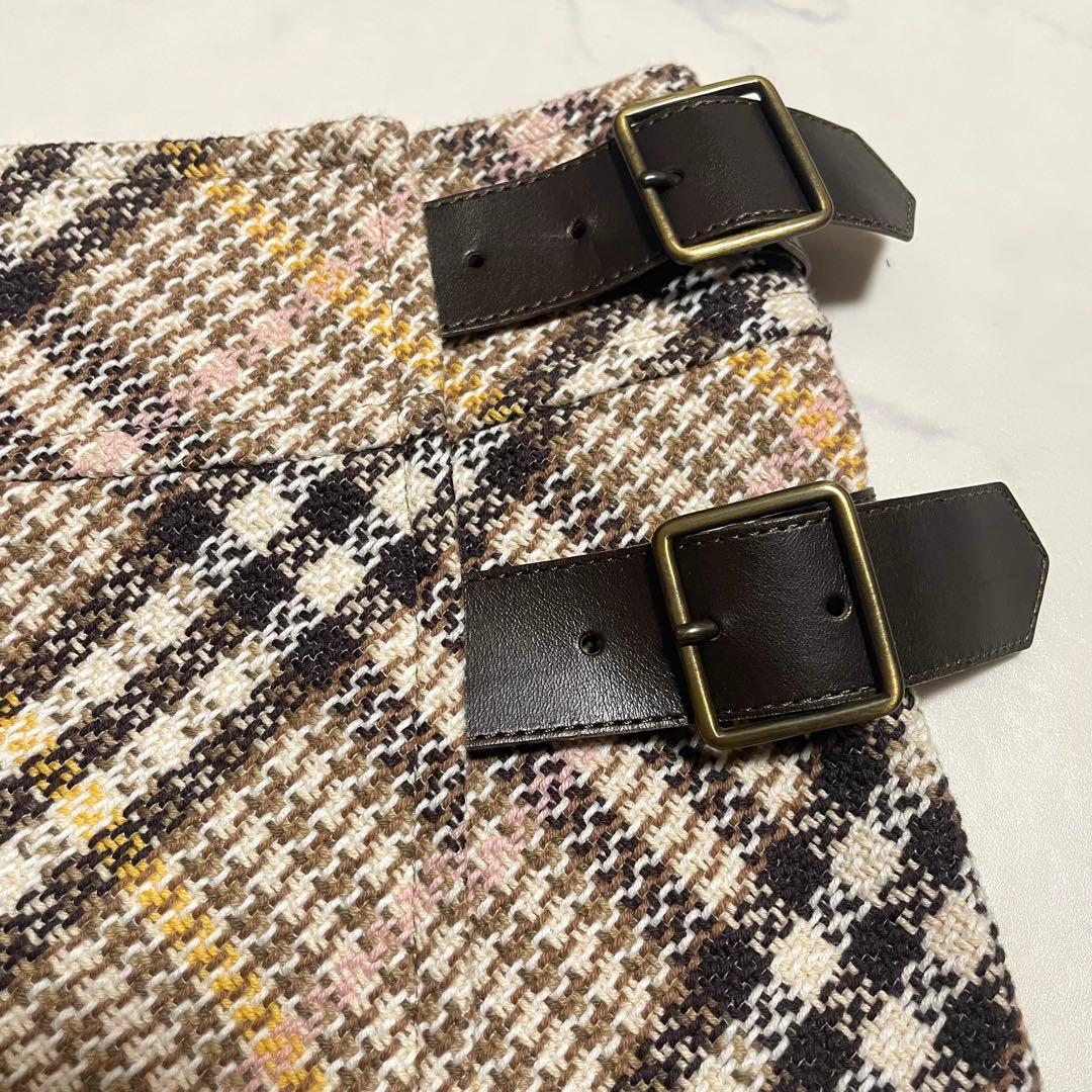 美品♪バーバリーロンドン ツイード ラップスカート 巻きスカート ベルト 36
