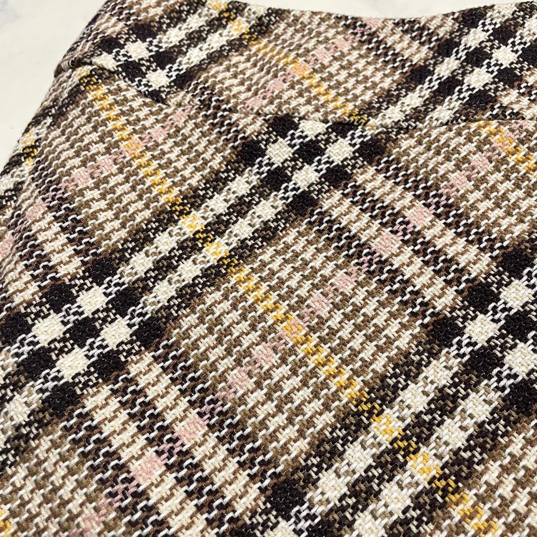 美品♪バーバリーロンドン ツイード ラップスカート 巻きスカート ベルト 36