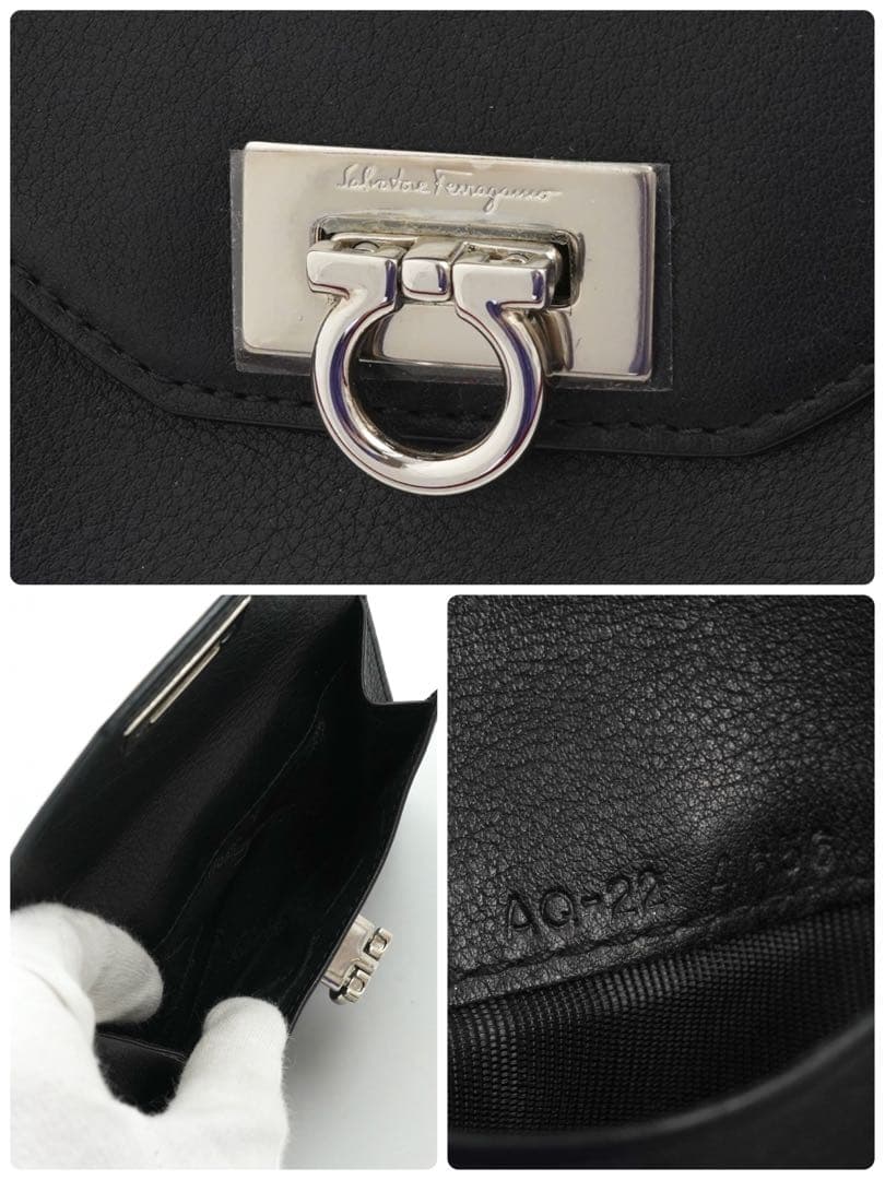 ✨極上美品・箱付き✨　サルヴァトーレフェラガモ　ミニ財布　ガンチーニ　レザー　黒