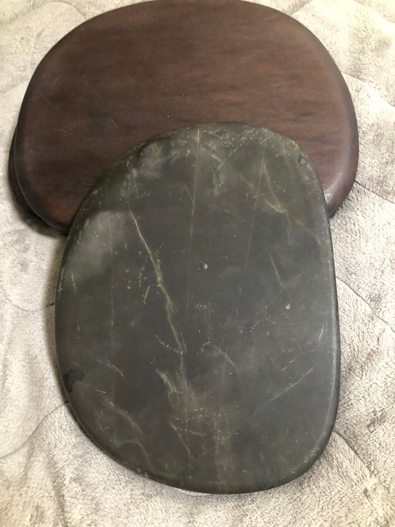 端渓硯 ◆老坑水巖・氷紋 青花・胭脂暈・金綫の極美石◆旧坑◆唐木箱◆10吋大型硯