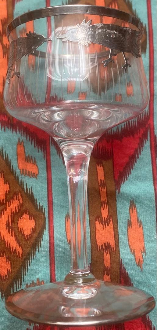 アンティーク ビンテージ 骨董 シルバー オーバーレイ クリスタル グラス 銀巻