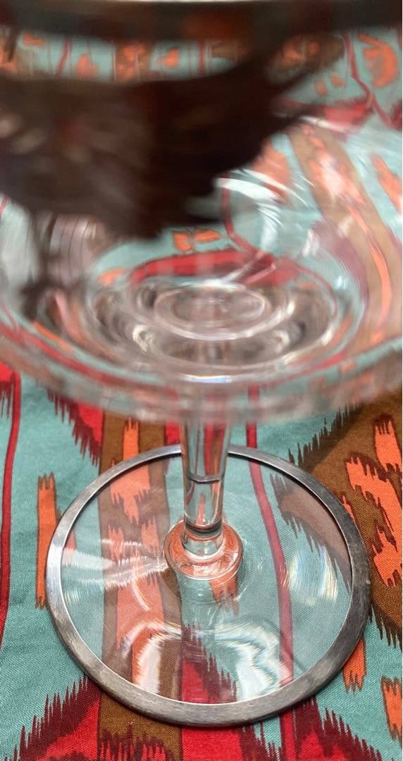 アンティーク ビンテージ 骨董 シルバー オーバーレイ クリスタル グラス 銀巻