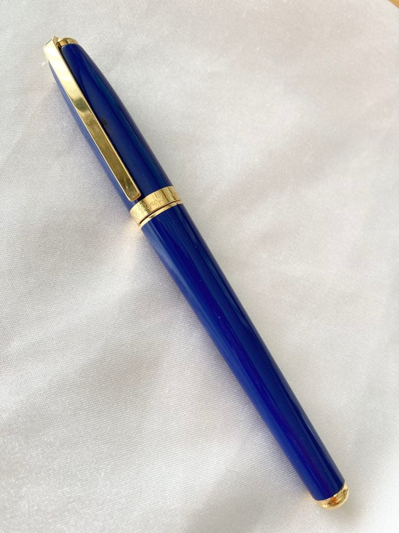 デュポン 万年筆 ラインD ブルーラッカー ゴールド 先M 中字 コンバーター式
