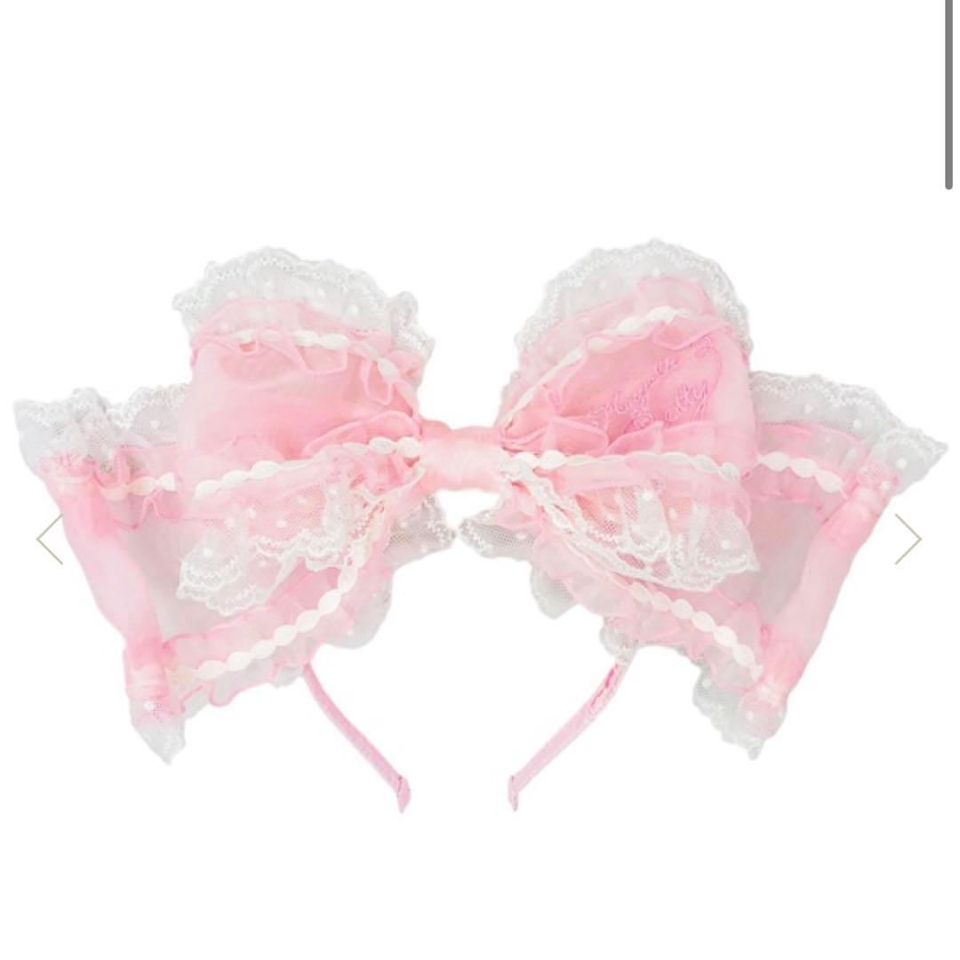 angelic pretty フリルシースルーカチューシャ　ピンク