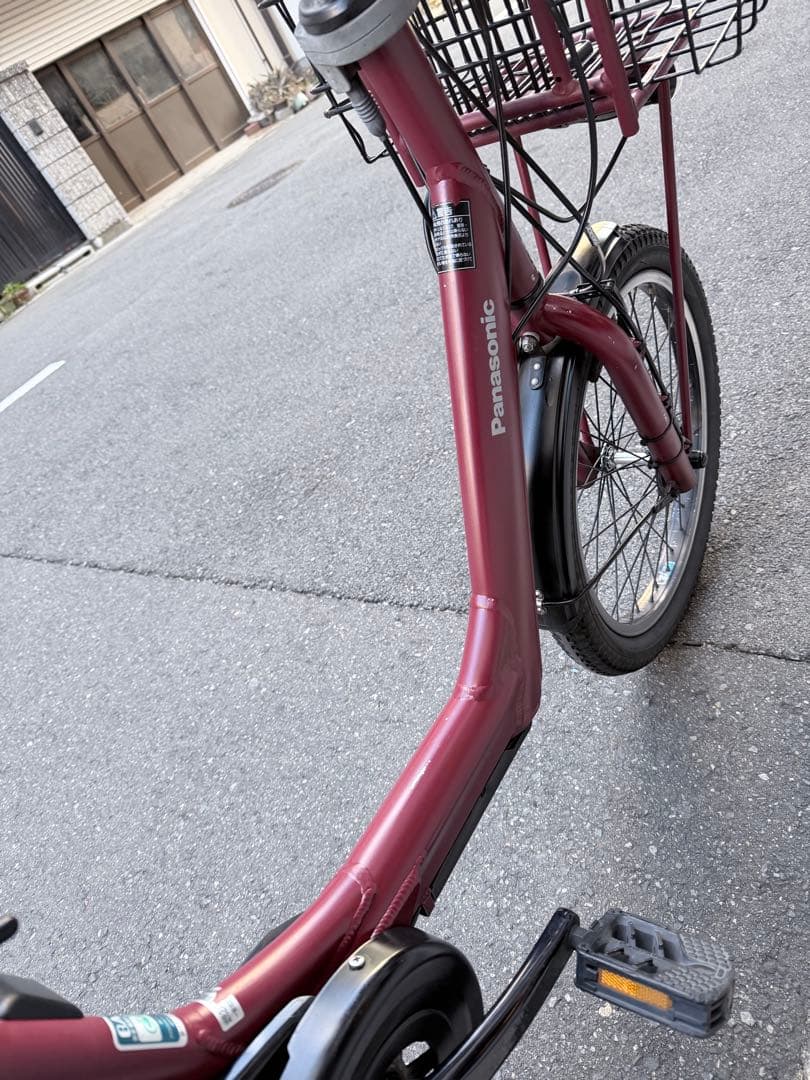 子供乗せ　パナソニック 電動アシスト自転車 赤 チャイルドシート付き