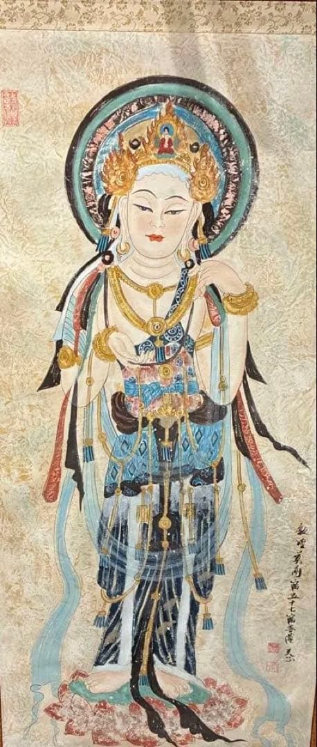 長い巻物 木製ケース付き