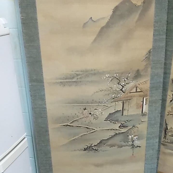 掛軸肉筆山水真筆です狩野探信と思います