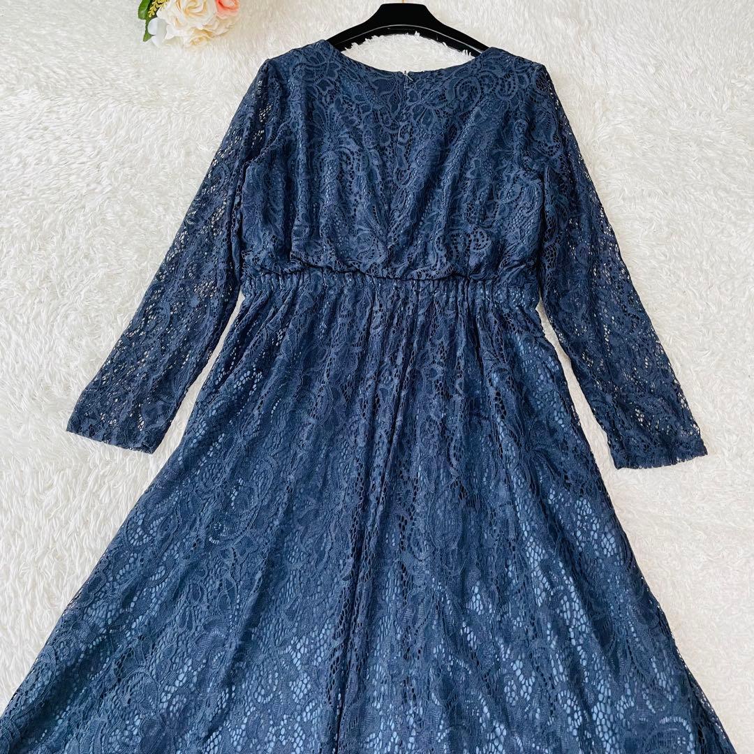 新品タグ付✨大きいサイズ✨マザーズドレス　マキシ丈　結婚式　ネイビー　XXL