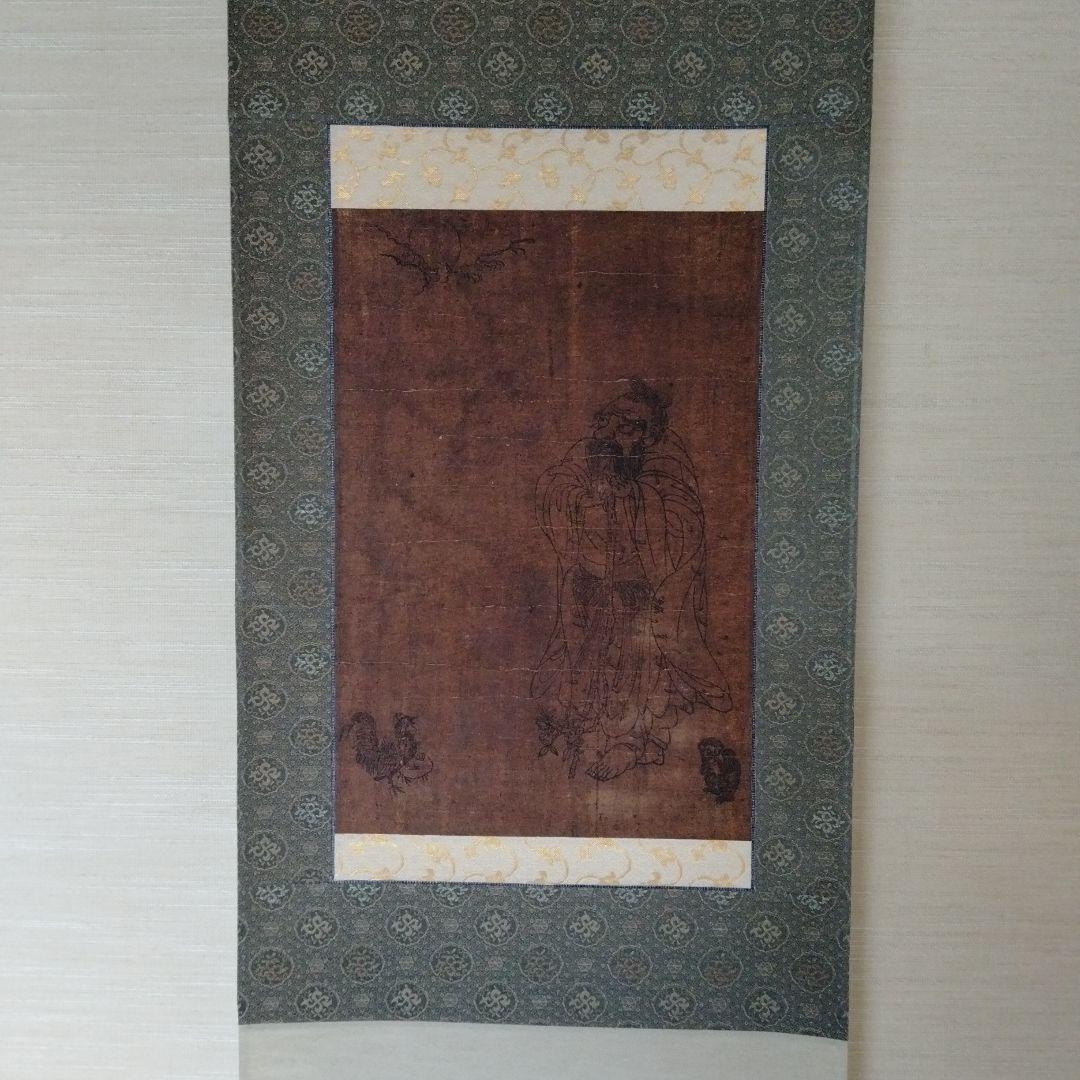 最終値下げ　中国骨董【明の時代孔子造像】昔中国文物商店にて購入旧蔵した水墨画掛軸