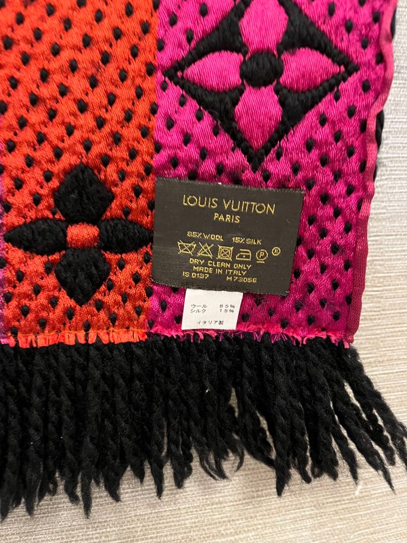 【年始お年玉値下】レア！ルイヴィトン マフラー エシャルプ ブラックレインボー