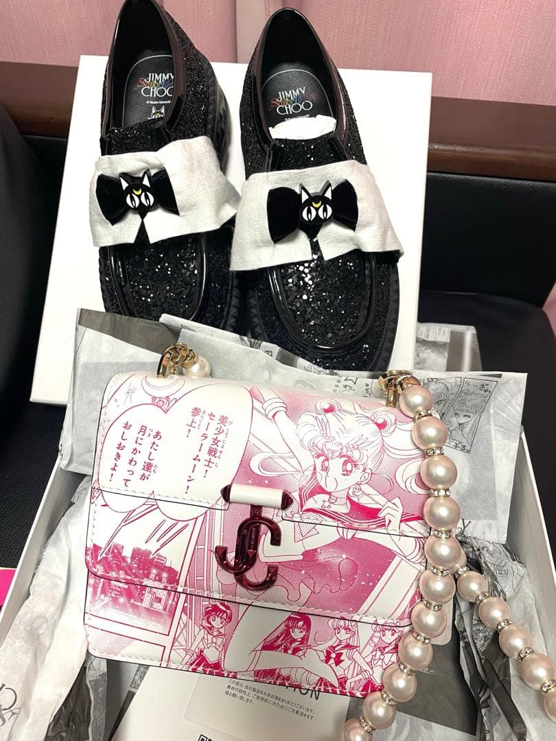 セーラームーン　JIMMY CHOO 原画　バッグ　ルナ　ジミーチュウ　コラボ