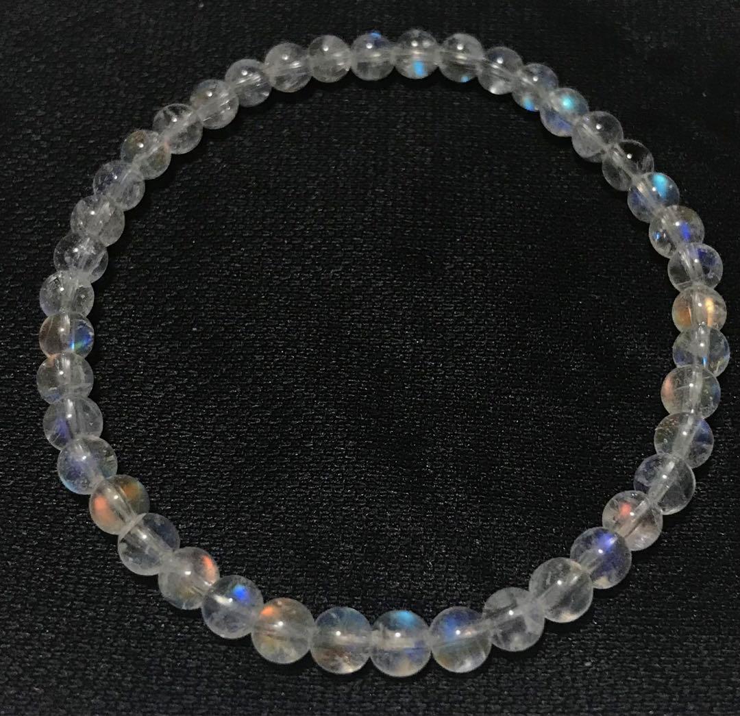 天然石　５A レインボームーンストーン　ホワイトラブラドライト　ブレスレット