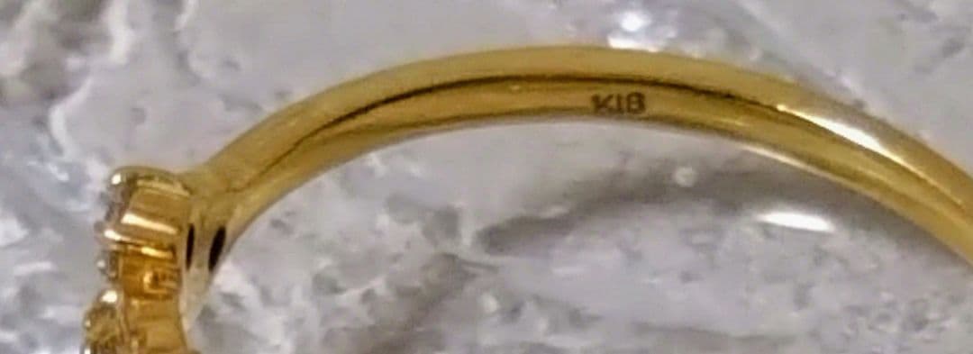 美品　K18YG H&C　フラワーデザインダイヤモンドリング