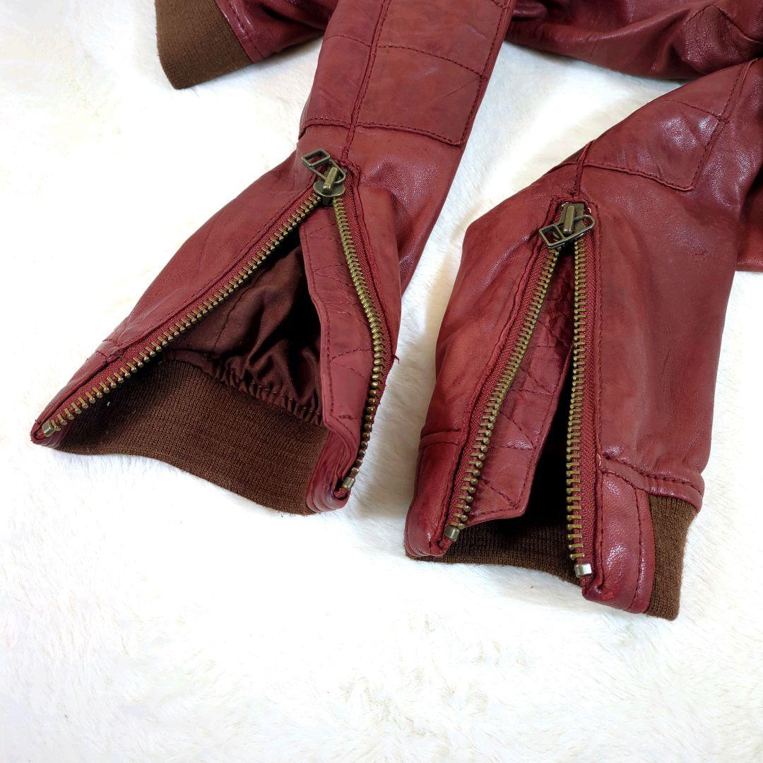 Johnbull レザージャケット MA-1 ラムレザー M ダメージ加工