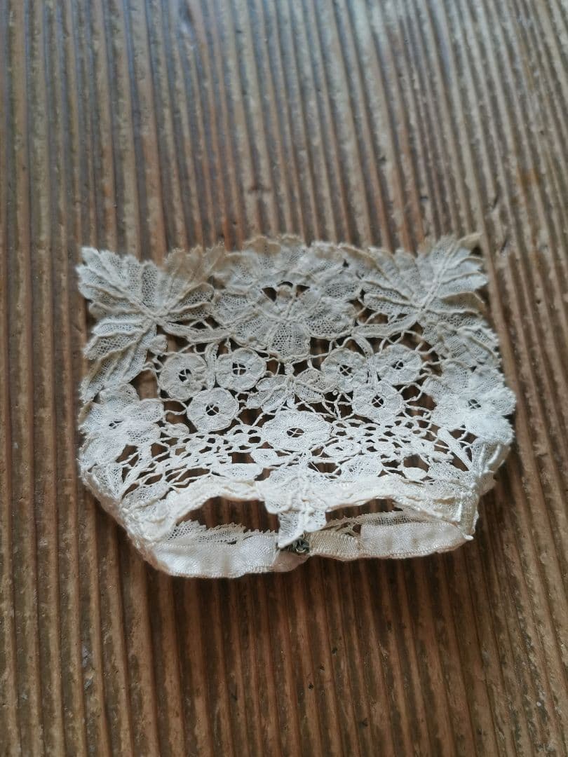 アンティーク ブリュッセルレース 付け襟 ポワンドローズ 胸飾り ジャボ タイ