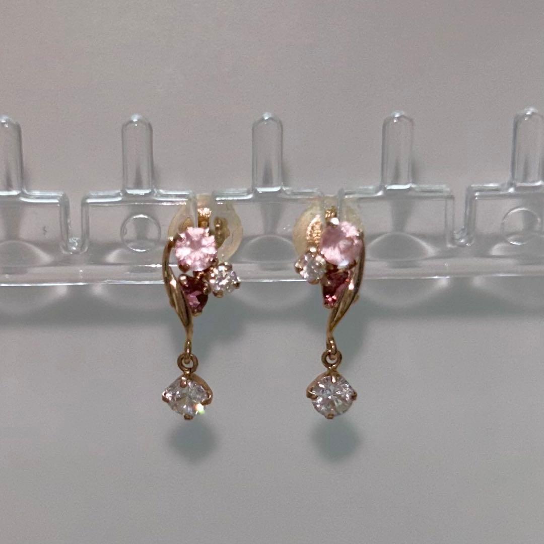 【TAKE-UP】揺れるカラーストーンピアス ピンクゴールド