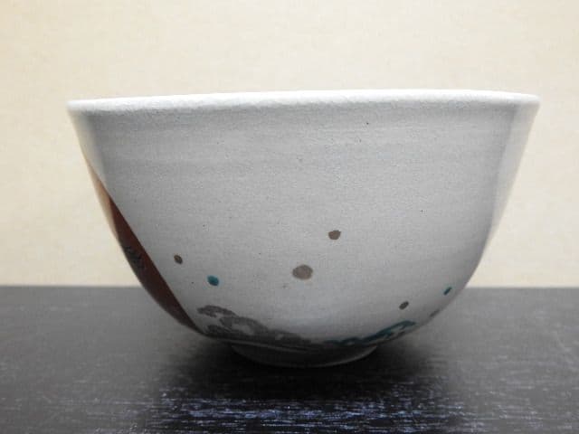 古清水茶碗　日之出鶴　保存箱有　M１３２７