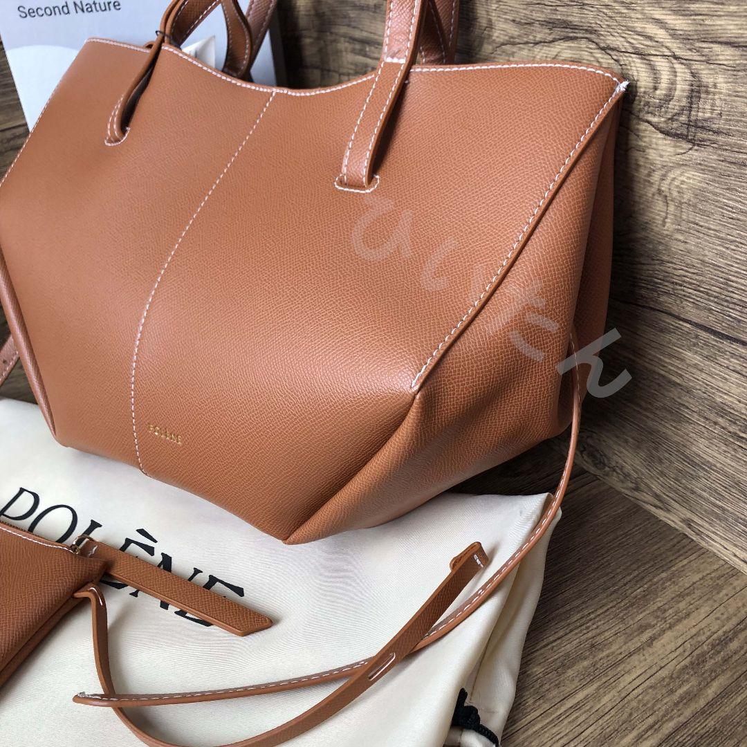 POLÈNE ブラウン トートバッグ ポーチ付き